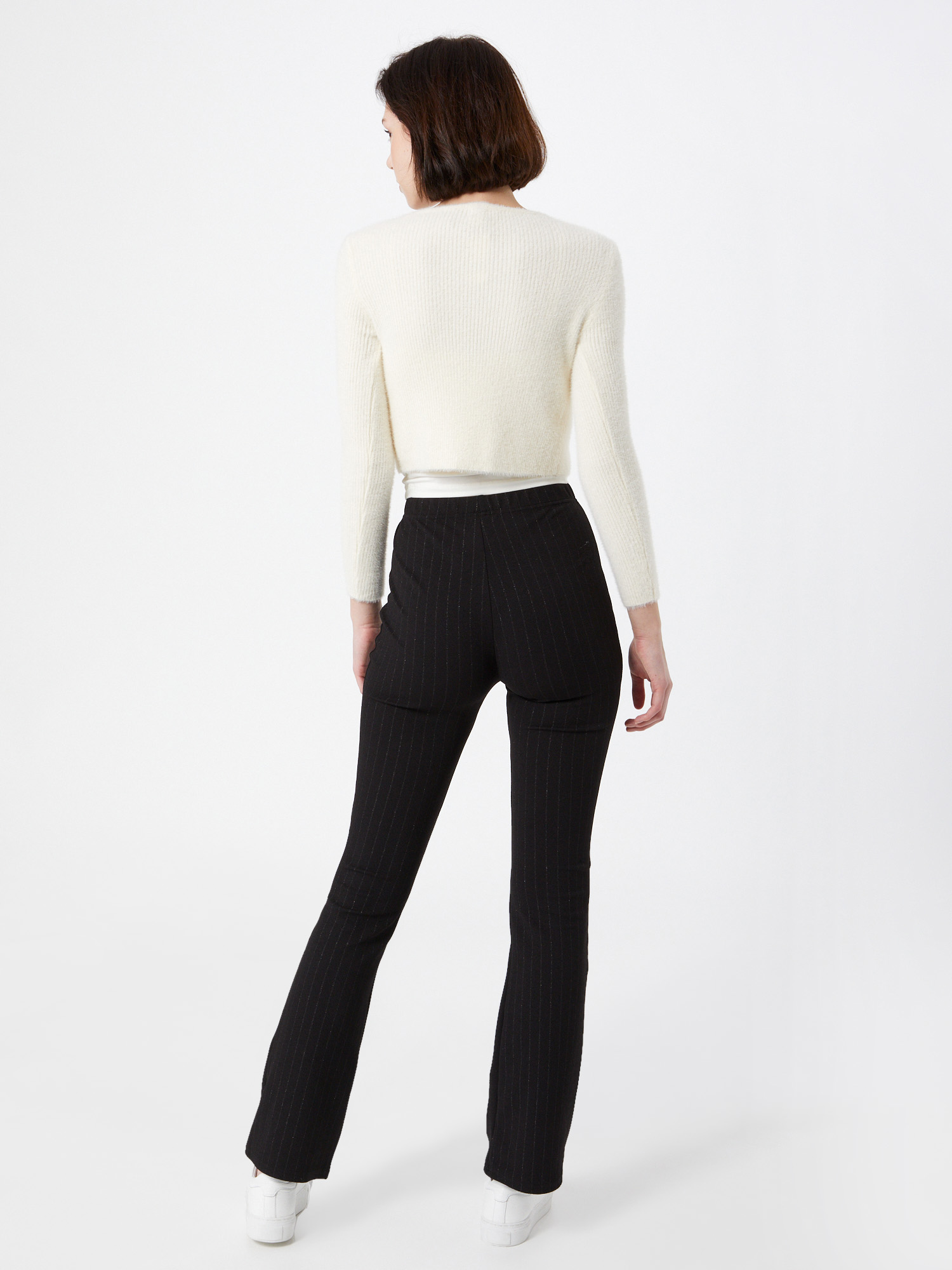 Women/'s Jacqueline de Yong Geggo Flared Wide Leg Jersey Trousers in Black